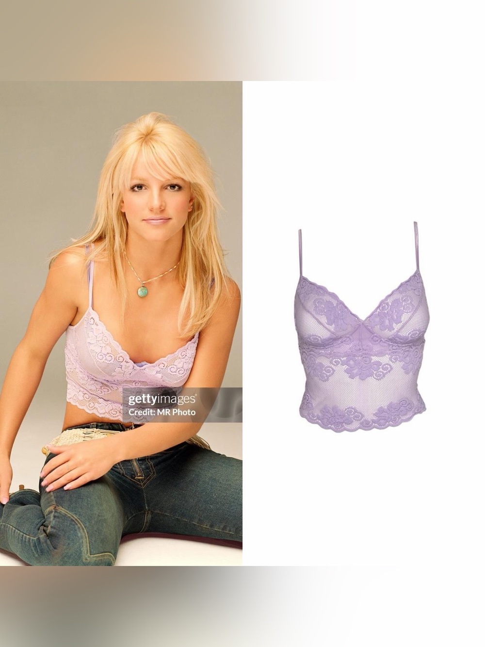1990s Floral Lace Cropped Camisole As Seen On Britney Spears